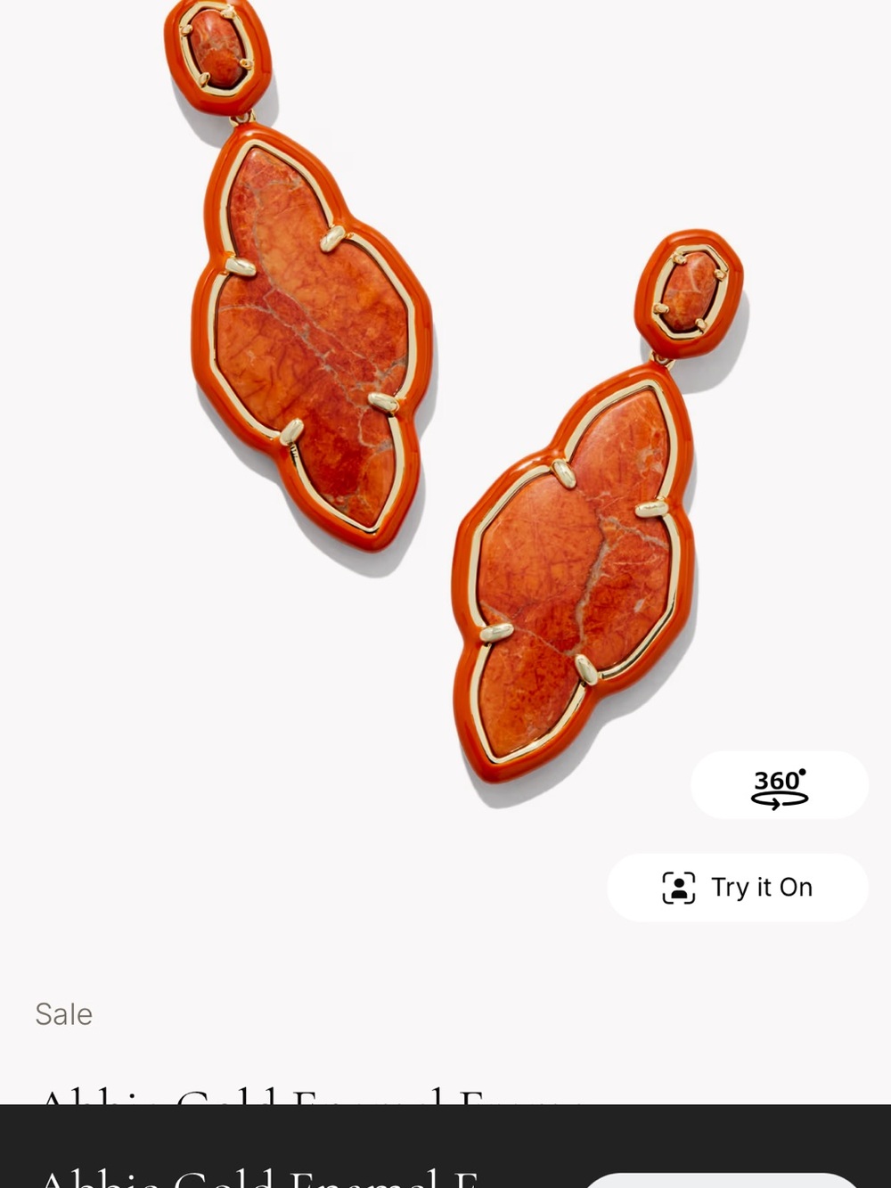Kendra Scott Orange Double-Drop Stone Earrings with Gold Accents